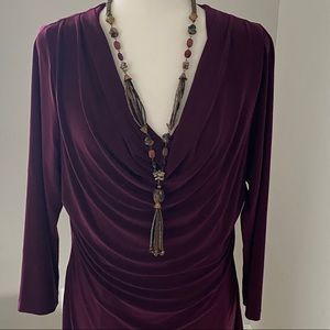 Tahari Draped Front Purple Knit Dress
